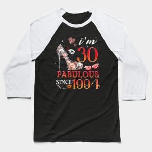 Womens Chapter 30 Fabulous Since 1994 30Th Birthday Baseball T-Shirt